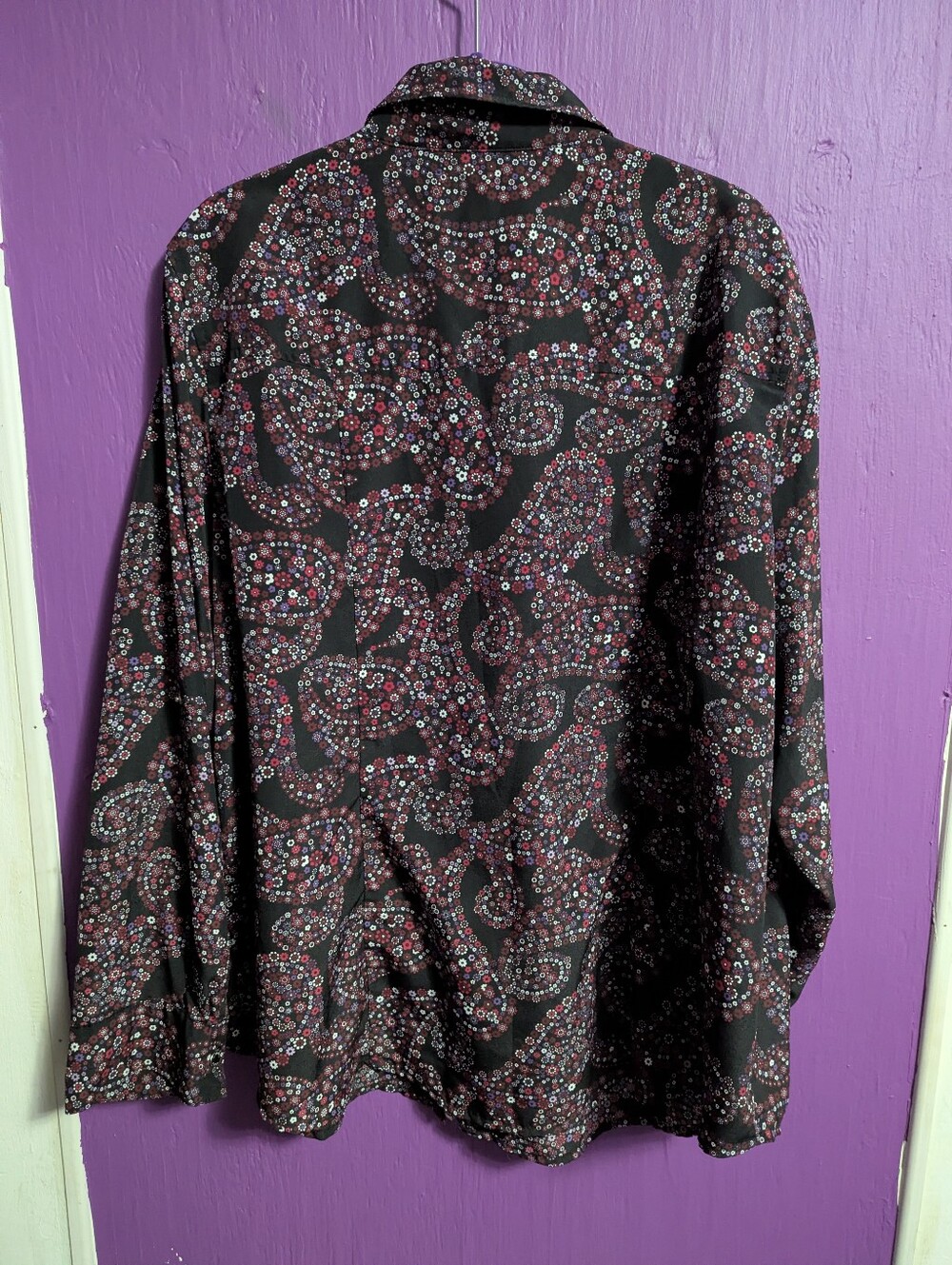 39. Michael Kors Black Purple Floral Paisley Lightweight Zip Up Jacket 2X 18 20 - Picture 3 of 3